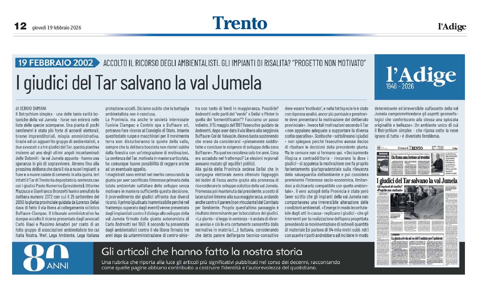 2002 – Italia Nostra e Associazioni: Val Jumela