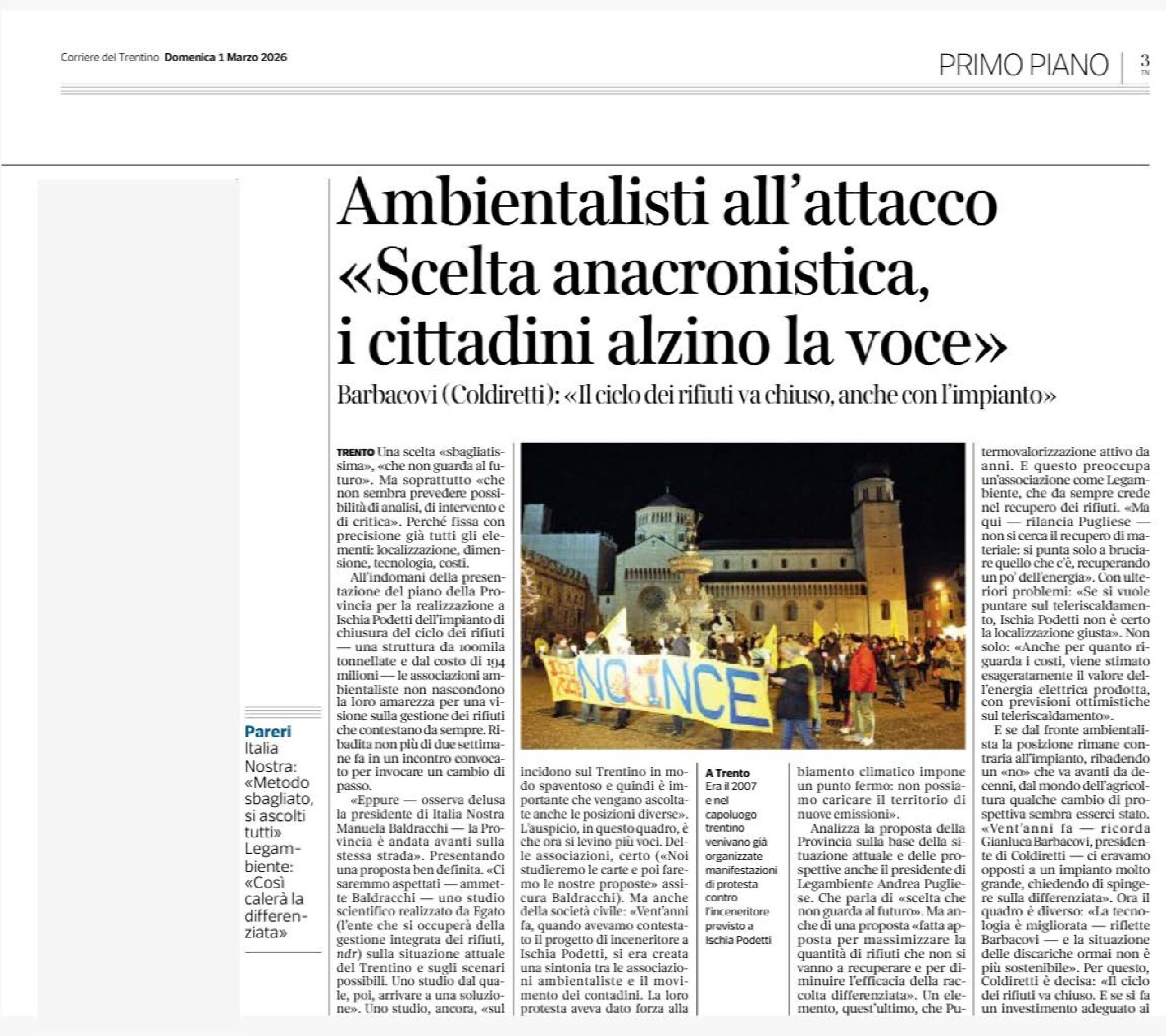 Contro l’inceneritore, ambientalisti e Italia Nostra