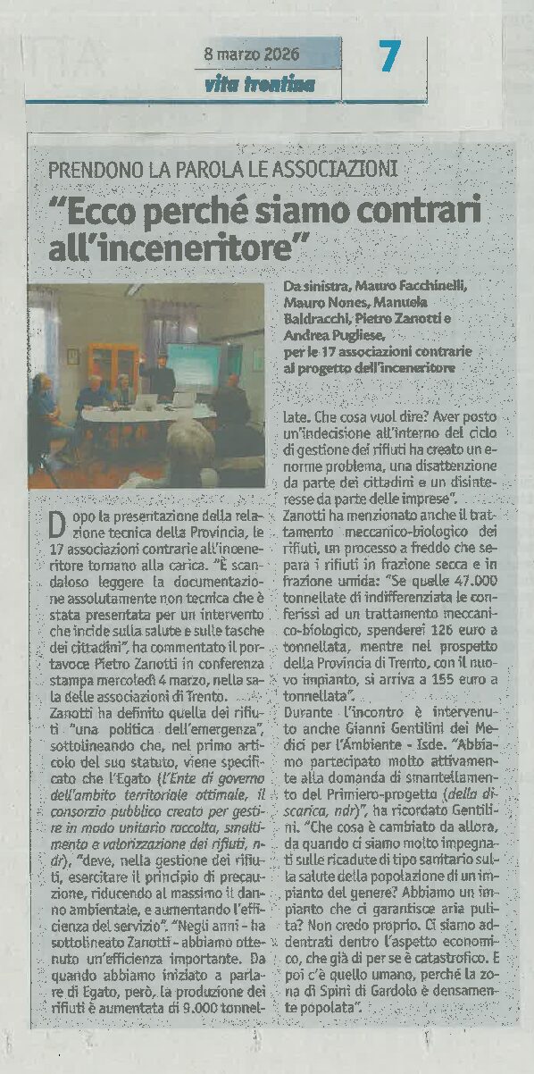 Inceneritore, associazioni contrarie