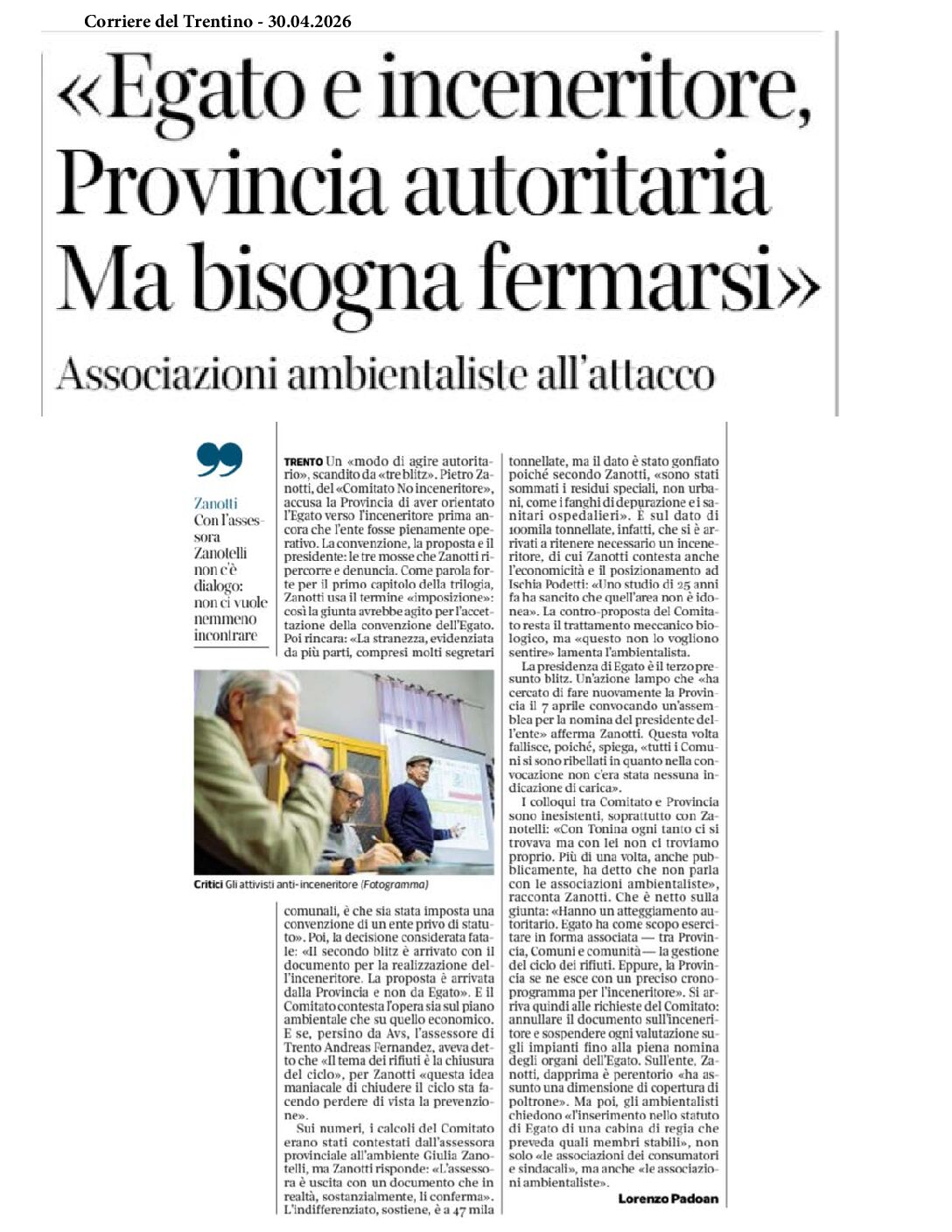 Ambientalisti e IN contro l’inceneritore