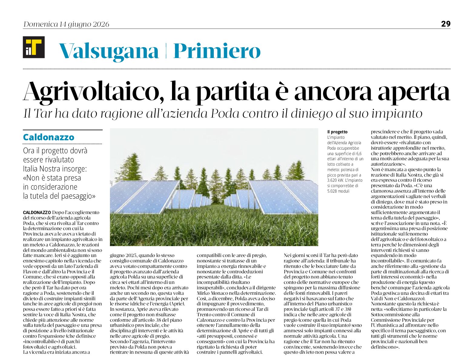 Italia Nostra: Agrivoltaico contro il paesaggio