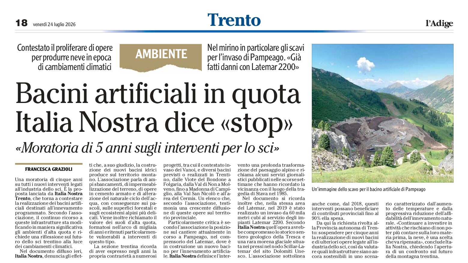 Italia Nostra: stop ai bacini artificiali