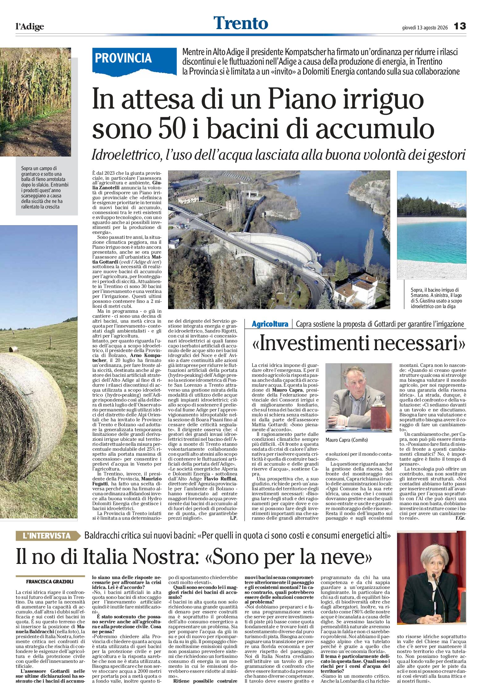 IN: bacini in alta montagna sono per la neve