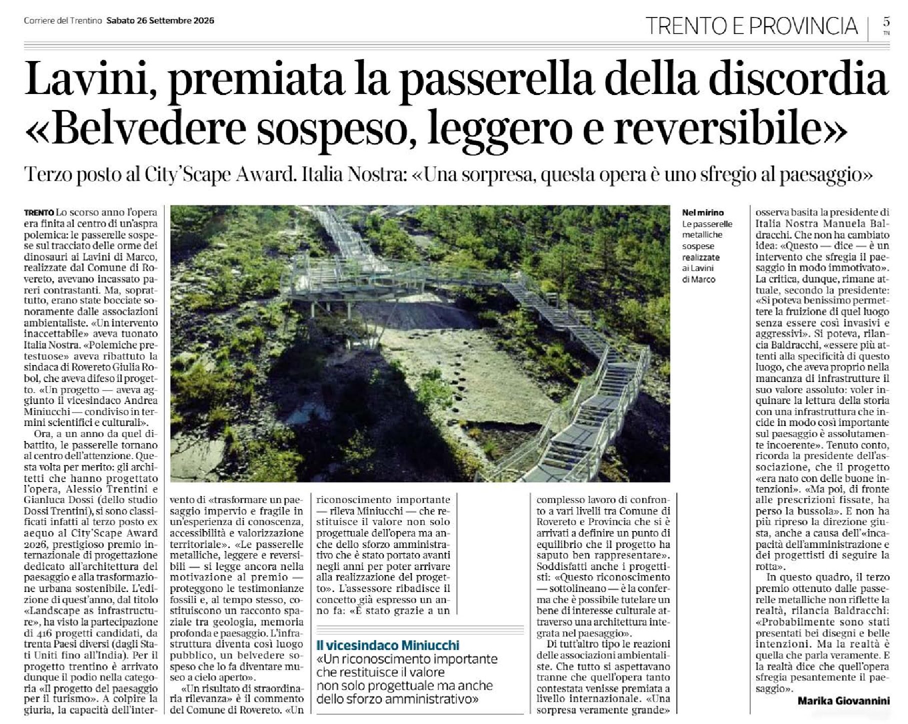 Rovereto: premiata la passerella della discordia